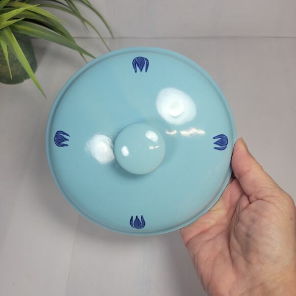 Vintage Cameron/Cronin Pottery Dutch Blue Tulip Bean Pot Casserole - Picture 6 of 6